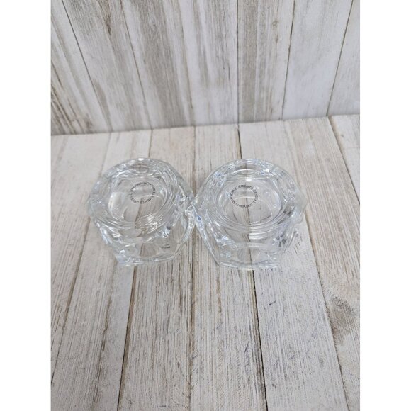 Set 2 Elements Crystal Art Glass Candle Vase Czech Republic Cubist Style 2 1/4” - Picture 4 of 4